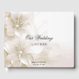Elegant Ivory White Blume Gästebuch
