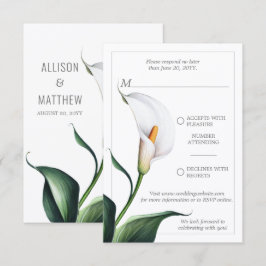 Elegant Ivory White Calla Lily Wedding RSVP Karte