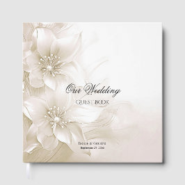 Elegant Ivory White Flowers Guest Book Gästebuch