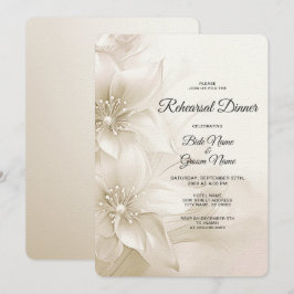 Elegant Ivory White Flowers Rehearsal Dinner Einladung