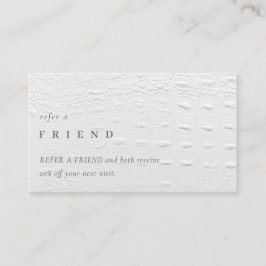 Elegant Ivory White Leather Texture Weiterempfehle Visitenkarte