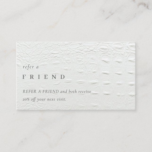 Elegant Ivory White Leather Texture Weiterempfehle Visitenkarte (Vorderseite)