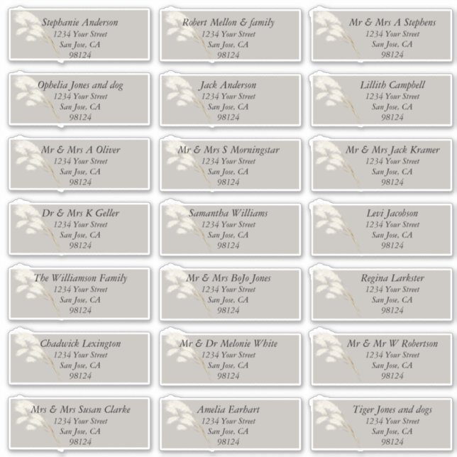 Elegant Ivory White Pampas Grass Aufkleber (Vorderseite)