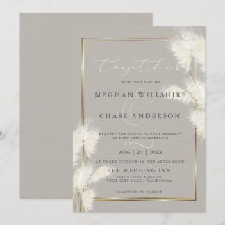 Elegant Ivory White Pampas Grass Einladung