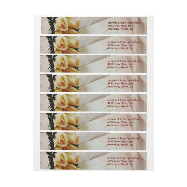 Elegant Ivory Yellow Roses Wrap Address Labels Rundum-Adressaufkleber (Bogen)