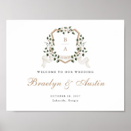 Elegant Ivy Greenery Wappen Begrüßung Poster