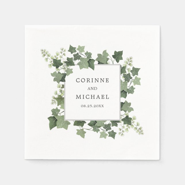 Elegant Ivy und Fern Greenerity Wedding Serviette (Vorderseite)
