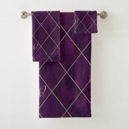 Elégant Jacquard Luxueux Profond Violet Or Beige