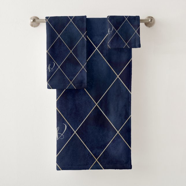 Elégant Jacquard Luxueux Royal Blue Beige Gold (En situation)