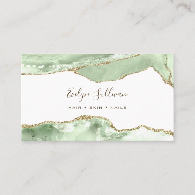 Elegant Jade Green Agate Business Card Visitenkarte (Vorderseite)