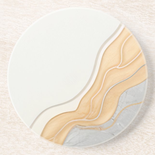 Elegant Japandi Inspiriert Sandstone Untersetzer (Vorne)