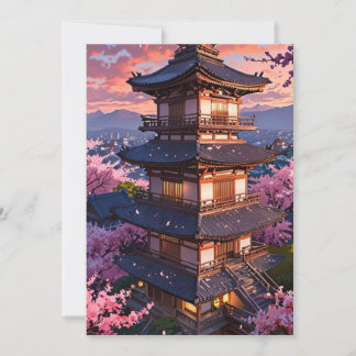 Elegant Japanese Cherry Blossom & Castle Wedding I Einladung