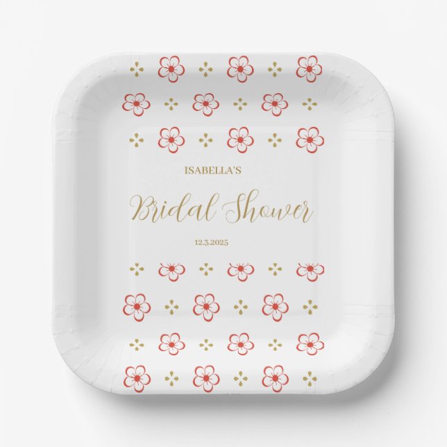 Elegant Japanese Plum Blossom Pappteller (Vorderseite)