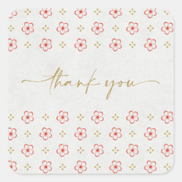 Elegant Japanese Plum Blossom  Quadratischer Aufkleber