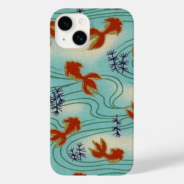 Elegant Japanese Washi Origami Koi Goldfish Case-Mate iPhone 14 Hülle (Rückseite)