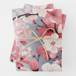 Elegant Japanisch Sakura Floral Geschenkpapier Set