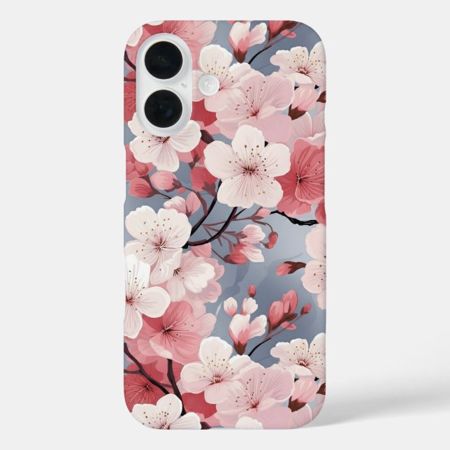Elegant Japanisch Sakura Floral iPhone 16 Hülle (Rückseite)