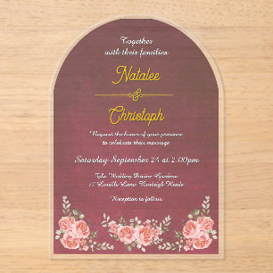 Elégant jardin d'arc floral Invitation de mariage
