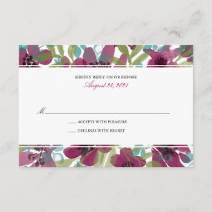Elégant jardin de fleurs d'aquarelle RSVP pour m