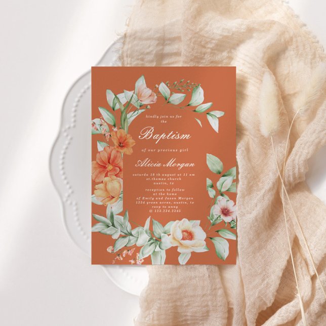 Elégant jardin d'été Floral Baptism Invitation (Créateur téléchargé)