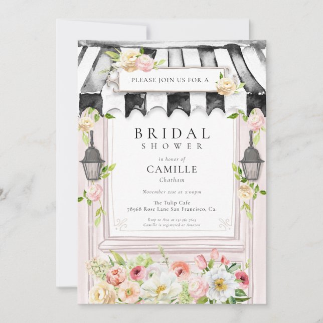 Elégant Jardin Fleur Nuptiale Douche Invitation (Devant)
