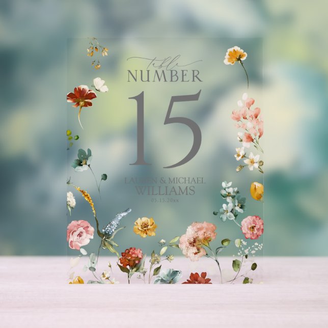 Elégant Jardin Fleurs Aquarelle Numéro de tableau (Neutre)