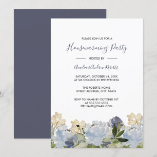 Elégant Jardin Floral Bleu Invitation au réchauffe