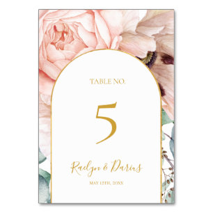 Elégant Jardin Floral Blush   Numéro de table