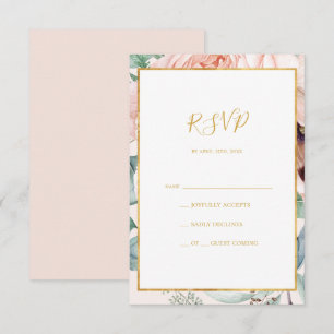 Elégant Jardin Floral Blush Pastel RSVP Card