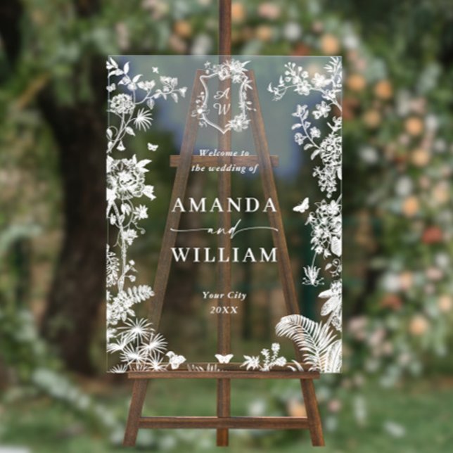 Elégant Jardin Français Bleu Mariage Floral Bienve (Créateur téléchargé)