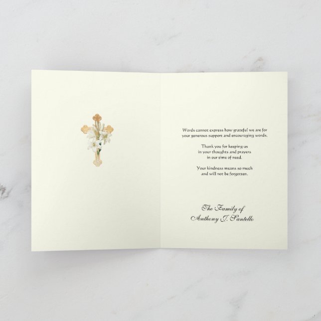 Elegant Jesu Rose Christliches Beileid Vielen Dank Dankeskarte (Innenseite)