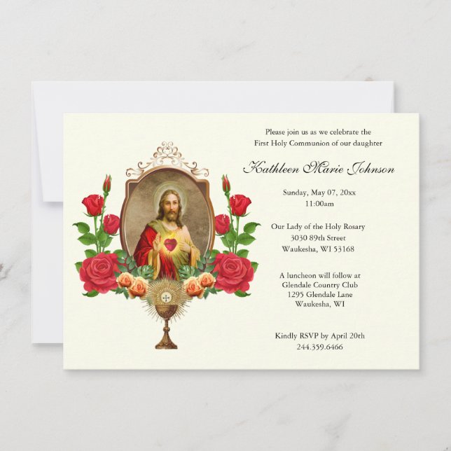 Elegant Jesus Erste Kommunion Einladungen (Vorderseite)