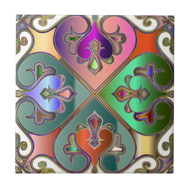 Elegant Jewel-Tone Arabesque Abstrakt Personalisie Fliese (Vorderseite)