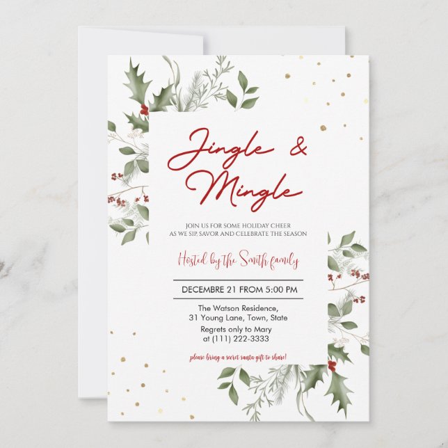 Elegant Jingle & Mingle Holiday Christmas Party Einladung (Vorderseite)