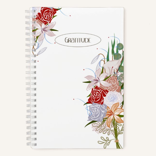 Elégant Journal de Gratitude Bouquet Floral Design (Recto)