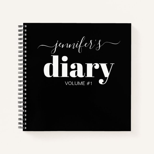 Élégant Journal personnalisé noir Votre nom (Devant)