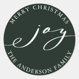 Elegant Joy Christmas | Holiday Green Runder Aufkleber