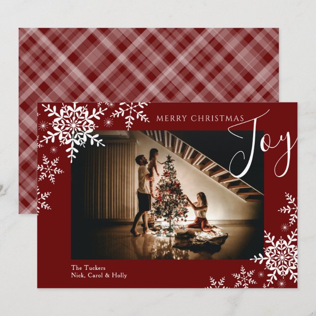 Elegant Joy Snowflakes Kariert Frohe Weihnachten F (Vorne/Hinten)