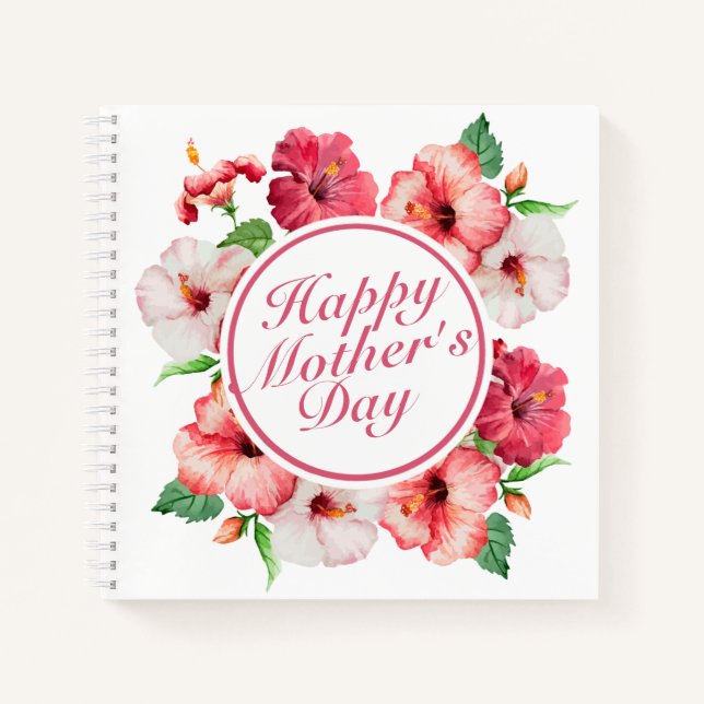 Elégant Joyeux Carnet de cadre floral Fête des Mèr (Devant)