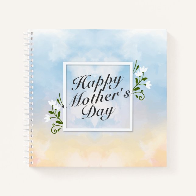 Elégant Joyeux Carnet de cadre floral Fête des Mèr (Devant)