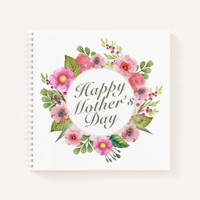 Elégant Joyeux Carnet de cadre floral Fête des Mèr (Devant)