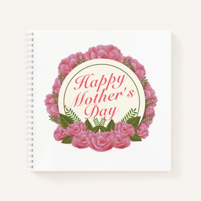 Elégant Joyeux Carnet de cadre floral Fête des Mèr (Devant)