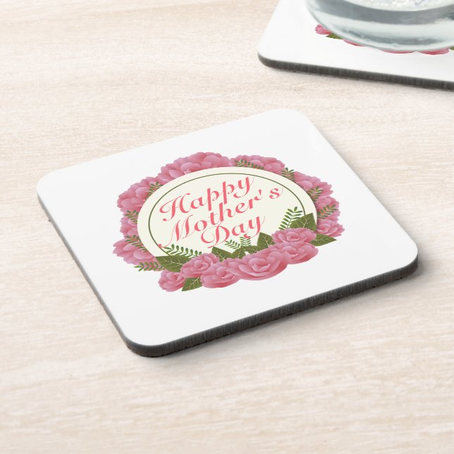 Elégant Joyeux Dessous de verre de cadre floral Fê (Côté gauche)