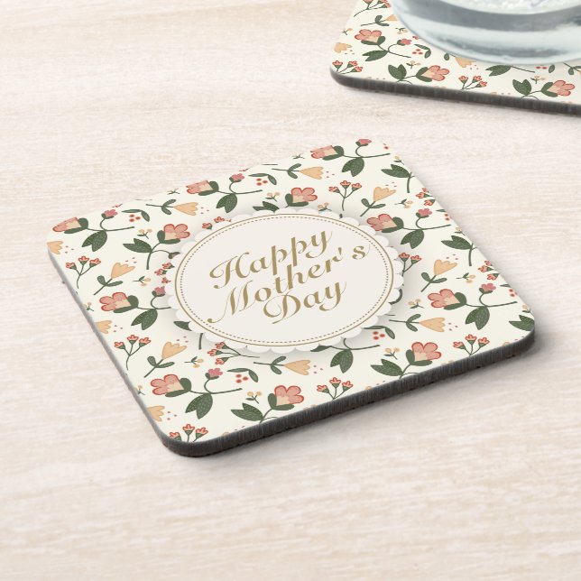 Elégant Joyeux Dessous de verre de cadre floral Fê (Côté gauche)