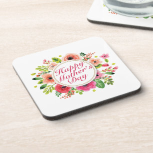 Elégant Joyeux Dessous de verre de cadre floral Fê