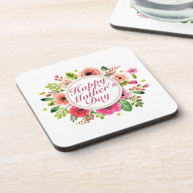 Elégant Joyeux Dessous de verre de cadre floral Fê (Côté gauche)