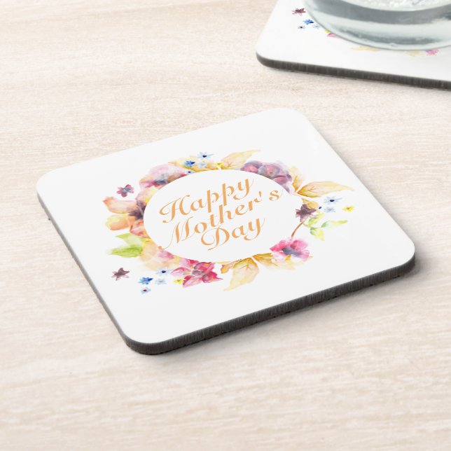 Elégant Joyeux Dessous de verre de cadre floral Fê (Côté gauche)