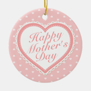 Elégant Joyeux Jour des Mères Ornement Coeurs Rose