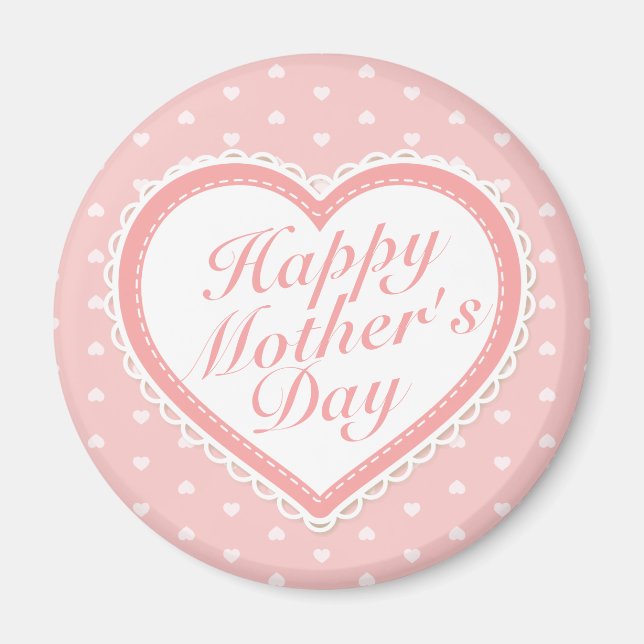 Elégant Joyeux Jour des Mères Pink Hearts Magnet (Devant)