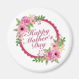 Elégant Joyeux Magnet de cadre floral Fête des Mèr
